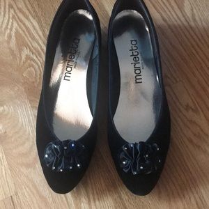 MARIETTA SHOES BLACK CRUSHED VELVET PUMPS 10 M